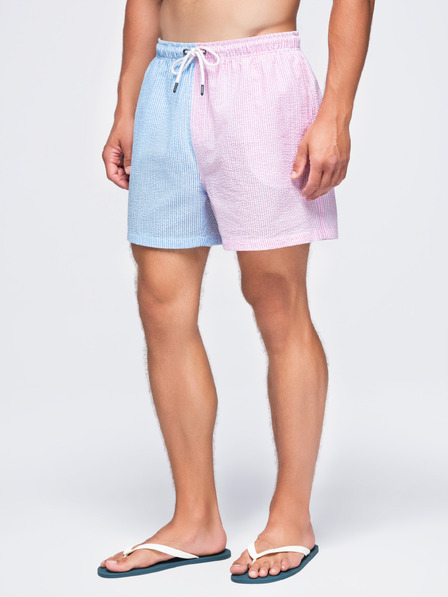 Ombre Clothing Pánské dvoubarevné plavky z texturovaného materiálu – modro-růžové V3 OM-SRSS-0215 Ombre Clothing
