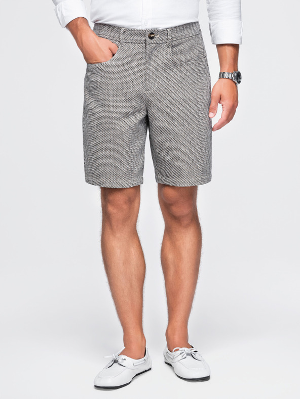 Ombre Clothing Pánské strukturované šortky REGULAR FIT – hnědý melír V1 OM-SRCS-0189 Ombre Clothing