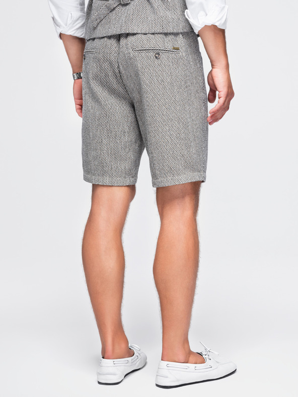 Ombre Clothing Pánské strukturované šortky REGULAR FIT – hnědý melír V1 OM-SRCS-0189 Ombre Clothing