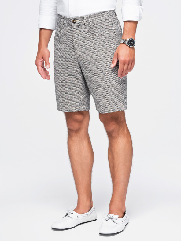 Ombre Clothing Pánské strukturované šortky REGULAR FIT – hnědý melír V1 OM-SRCS-0189 Ombre Clothing
