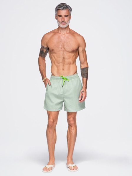 Ombre Clothing Pánské plavky z látky s matným povrchem – mátové V4 OM-SRSS-0216 Ombre Clothing