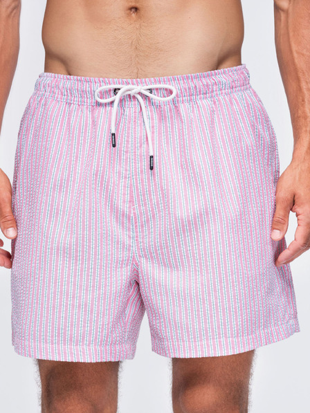 Ombre Clothing Pánské plavky z texturovaného pruhovaného materiálu – růžové V2 OM-SRSS-0214 Ombre Clothing