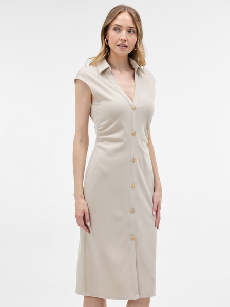 Orsay Krémové dámské pouzdrové šaty bez rukávů ORSAY