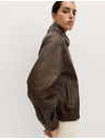 Marks & Spencer Koženková bunda bomber s límcem ze zestařené koženky Marks & Spencer hnědá