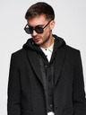 Ombre Clothing Pánská bunda s vysokým límcem a kapucí černá Ombre Clothing