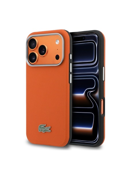 Lacoste Lacoste PVC Petit Pique Semi Wrap MagSafe Zadní Kryt pro iPhone 17 Pro Max Orange