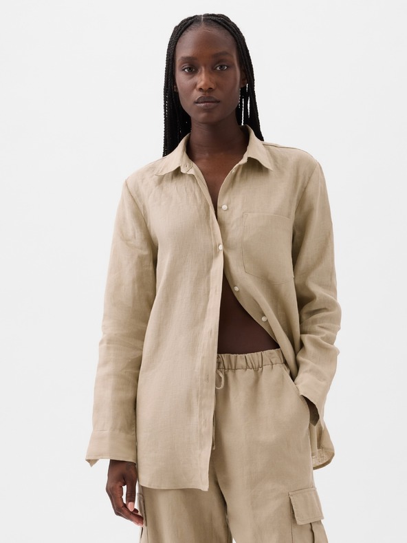 GAP Lněná košile Boyfriend Shirt GAP