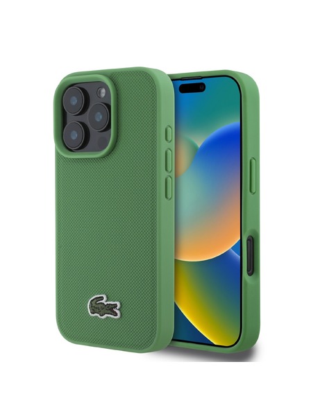 Lacoste Lacoste Iconic Petit Pique Woven Logo MagSafe Zadní Kryt pro iPhone 16 Pro Green