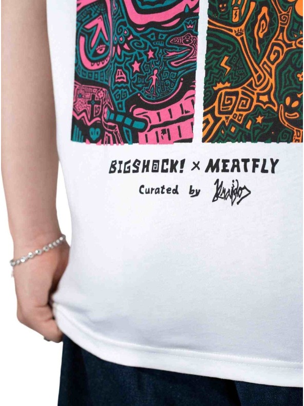 Meatfly Meatfly unisex tričko Big Shock Linocut White