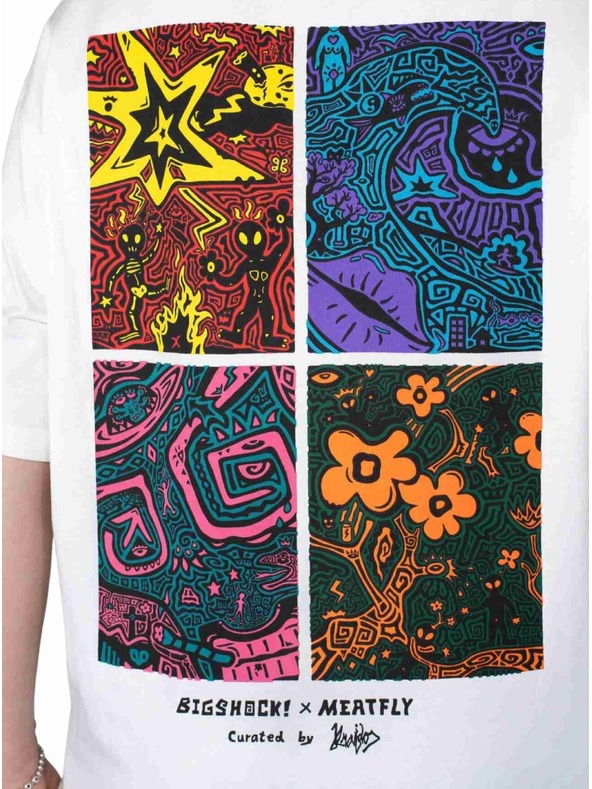 Meatfly Meatfly unisex tričko Big Shock Linocut White
