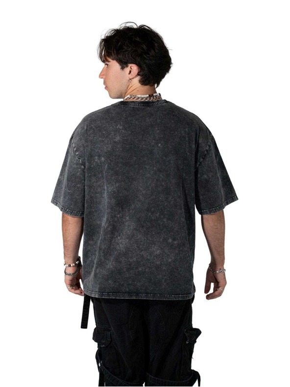 Meatfly Meatfly unisex tričko Big Shock Krajdos Black Acid Wash