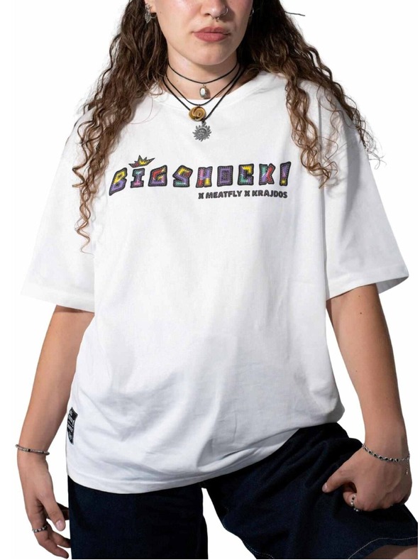 Meatfly Meatfly unisex tričko Big Shock Krajdos White