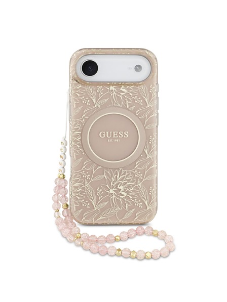 Guess Guess IML Flowers Allover Strap MagSafe Zadní Kryt pro iPhone Air Pink