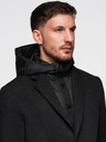 Ombre Clothing Pánská bunda s vysokým límcem a kapucí černá Ombre Clothing
