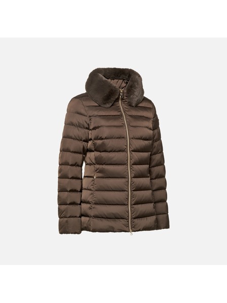 Geox Tmavě hnědá dámská péřová bunda Geox Bettanie