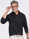 Ombre Clothing Pánská mikina bez zapínání s ohrnutým límcem – černá V5 OM-SSNZ-0262 Ombre Clothing