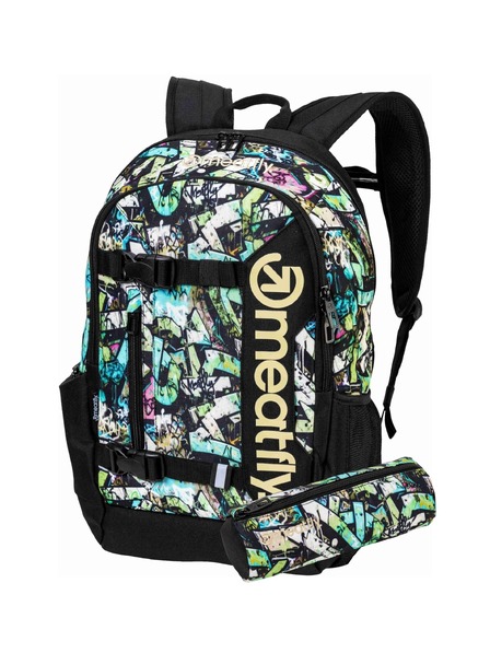 Meatfly Meatfly batoh Basejumper Green Graffity 22 L