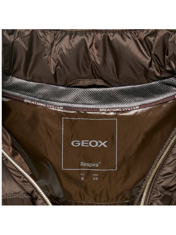 Geox Tmavě hnědá dámská péřová bunda Geox Jaysen