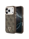 Guess Guess PU Leather 4G Strass Triangle Logo Gold Frame MagSafe Zadní Kryt pro iPhone 18 Pro Brown