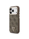 Guess Guess PU Leather 4G Strass Triangle Logo Gold Frame MagSafe Zadní Kryt pro iPhone 18 Pro Brown
