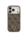 Guess Guess PU Leather 4G Strass Triangle Logo Gold Frame MagSafe Zadní Kryt pro iPhone 18 Pro Brown