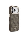 Guess Guess PU Leather 4G Strass Triangle Logo Gold Frame MagSafe Zadní Kryt pro iPhone 18 Pro Brown