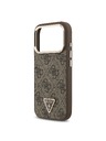 Guess Guess PU Leather 4G Strass Triangle Logo Gold Frame MagSafe Zadní Kryt pro iPhone 18 Pro Brown