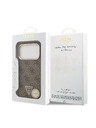 Guess Guess PU Leather 4G Strass Triangle Logo Gold Frame MagSafe Zadní Kryt pro iPhone 18 Pro Brown