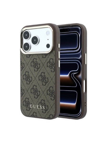 Guess Guess PU Leather 4G Gold Frame MagSafe Zadní Kryt pro iPhone 18 Pro Brown