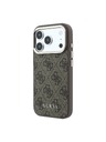 Guess Guess PU Leather 4G Gold Frame MagSafe Zadní Kryt pro iPhone 18 Pro Brown