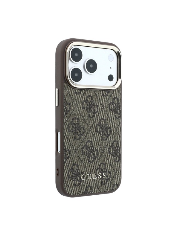 Guess Guess PU Leather 4G Gold Frame MagSafe Zadní Kryt pro iPhone 18 Pro Brown