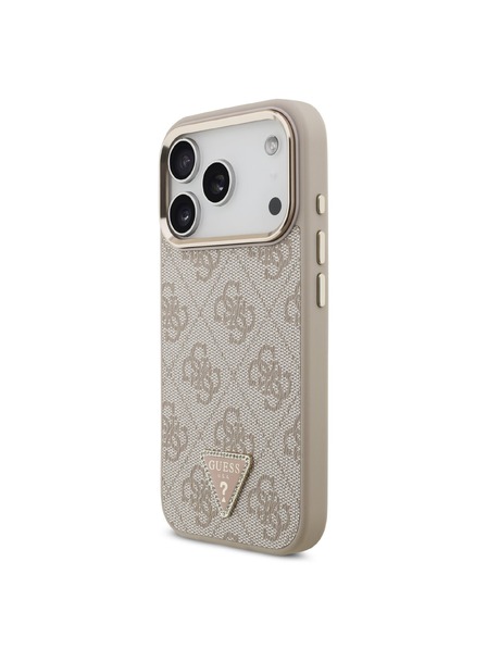 Guess Guess PU Leather 4G Strass Triangle Logo Gold Frame MagSafe Zadní Kryt pro iPhone 18 Pro Pink