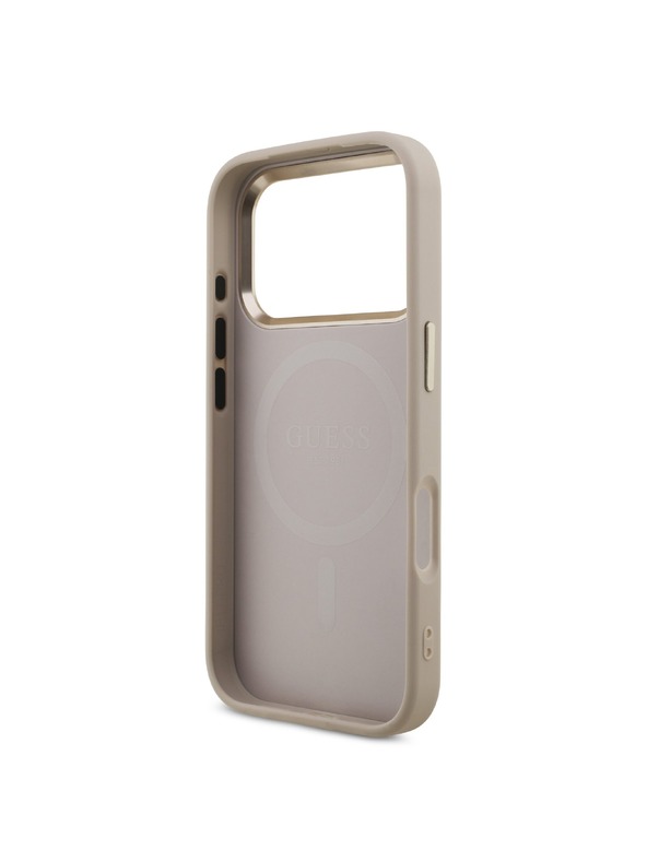 Guess Guess PU Leather 4G Strass Triangle Logo Gold Frame MagSafe Zadní Kryt pro iPhone 18 Pro Pink