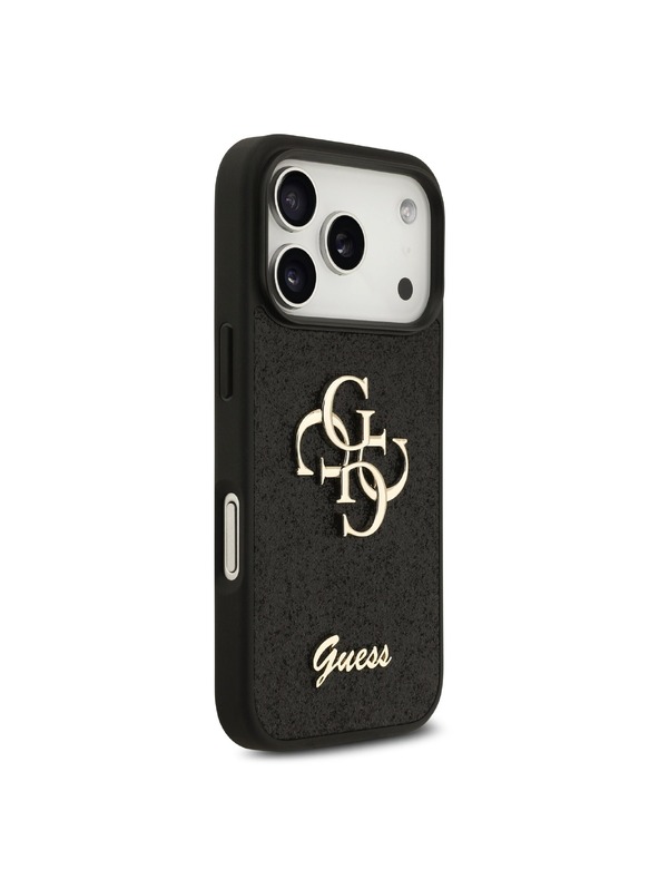 Guess Guess PU Fixed Glitter 4G Metal Logo Zadní Kryt pro iPhone 18 Pro Black