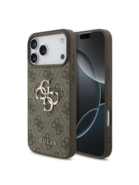 Guess Guess PU 4G Metal Logo Zadní Kryt pro iPhone 18 Pro Brown