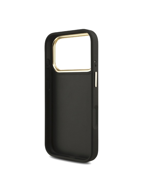 Guess Guess PU Leather 4G Metal Logo Gold Frame Zadní Kryt pro iPhone 18 Pro Black