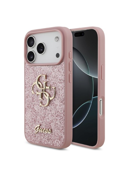 Guess Guess PU Fixed Glitter 4G Metal Logo Zadní Kryt pro iPhone 18 Pro Pink