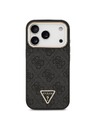 Guess Guess PU Leather 4G Strass Triangle Logo Gold Frame MagSafe Zadní Kryt pro iPhone 18 Pro Black