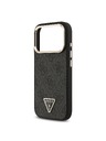 Guess Guess PU Leather 4G Strass Triangle Logo Gold Frame MagSafe Zadní Kryt pro iPhone 18 Pro Black