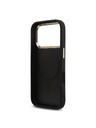 Guess Guess PU Leather 4G Strass Triangle Logo Gold Frame MagSafe Zadní Kryt pro iPhone 18 Pro Black