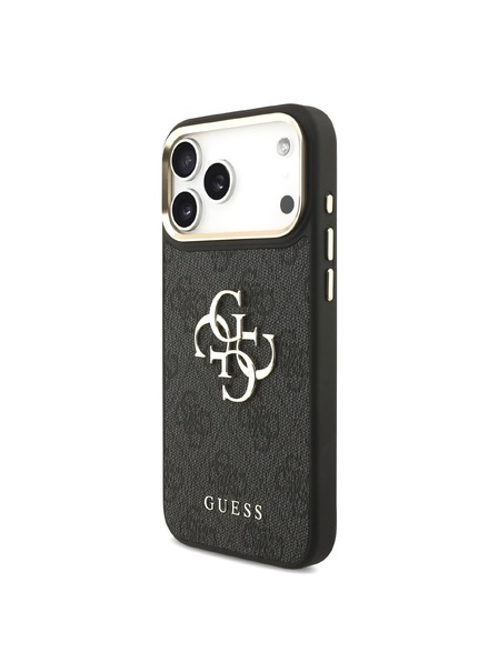 Guess Guess PU Leather 4G Metal Logo Gold Frame Zadní Kryt pro iPhone 18 Pro Max Black