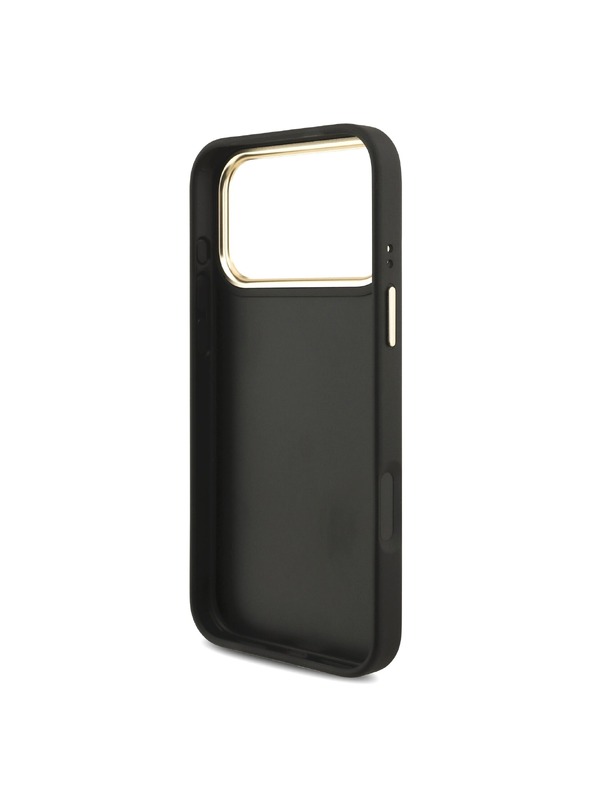 Guess Guess PU Leather 4G Metal Logo Gold Frame Zadní Kryt pro iPhone 18 Pro Max Black