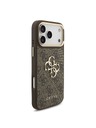 Guess Guess PU Leather 4G Metal Logo Gold Frame Zadní Kryt pro iPhone 18 Pro Max Brown