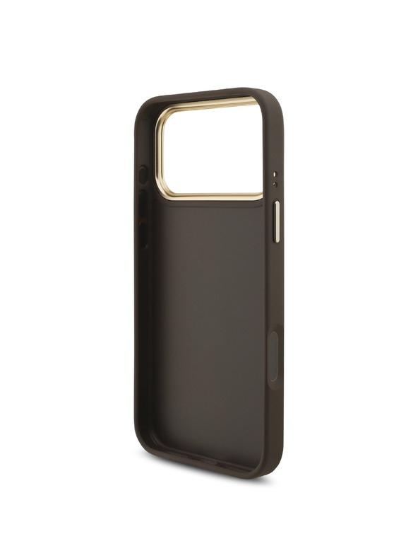 Guess Guess PU Leather 4G Metal Logo Gold Frame Zadní Kryt pro iPhone 18 Pro Max Brown