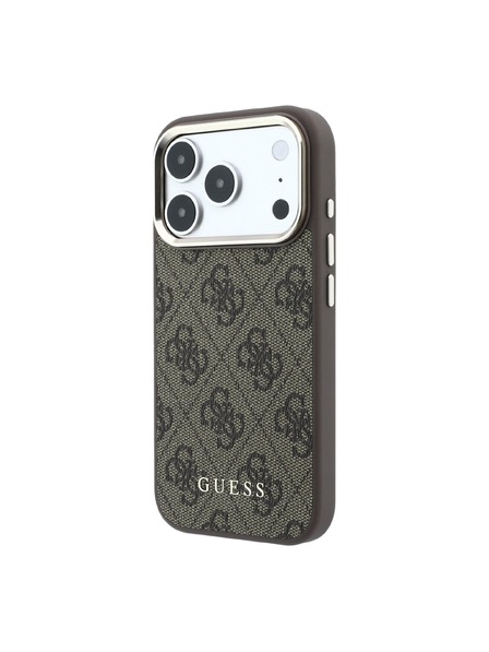 Guess Guess PU Leather 4G Gold Frame MagSafe Zadní Kryt pro iPhone 18 Pro Max Brown