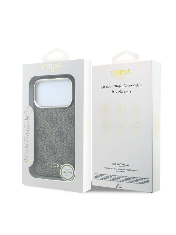 Guess Guess PU Leather 4G Gold Frame MagSafe Zadní Kryt pro iPhone 18 Pro Max Brown