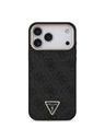 Guess Guess PU Leather 4G Strass Triangle Logo Gold Frame MagSafe Zadní Kryt pro iPhone 18 Pro Max Black