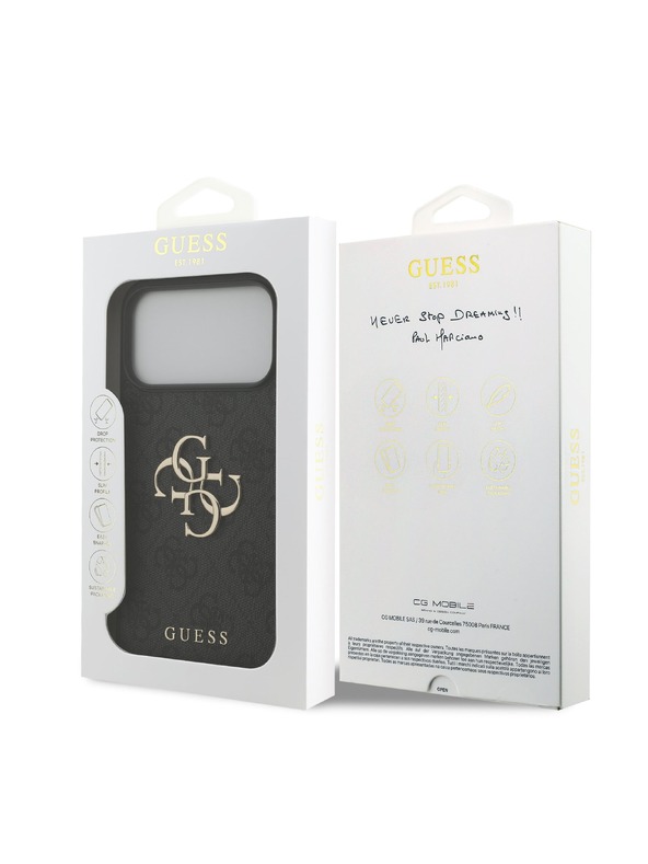 Guess Guess PU 4G Metal Logo Zadní Kryt pro iPhone 18 Pro Max Grey