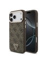 Guess Guess PU Leather 4G Strass Triangle Logo Gold Frame MagSafe Zadní Kryt pro iPhone 18 Pro Max Brown
