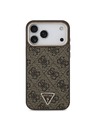 Guess Guess PU Leather 4G Strass Triangle Logo Gold Frame MagSafe Zadní Kryt pro iPhone 18 Pro Max Brown